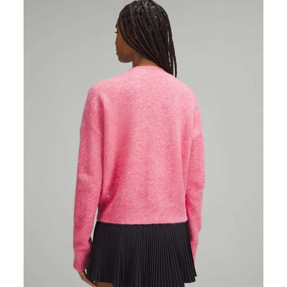 (XL) $148 NWT Lululemon Alpaca Wool-Blend Cardigan Sweater Heathered Chroma Pink - Picture 2 of 9